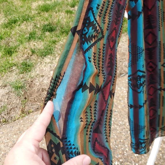 🌟 3 for $15 Deal! 🌟Sweet Storm teal orange long sleeve dress S - Picture 8 of 8